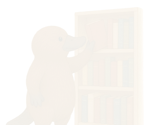 ornitorinco davanti alla libreria